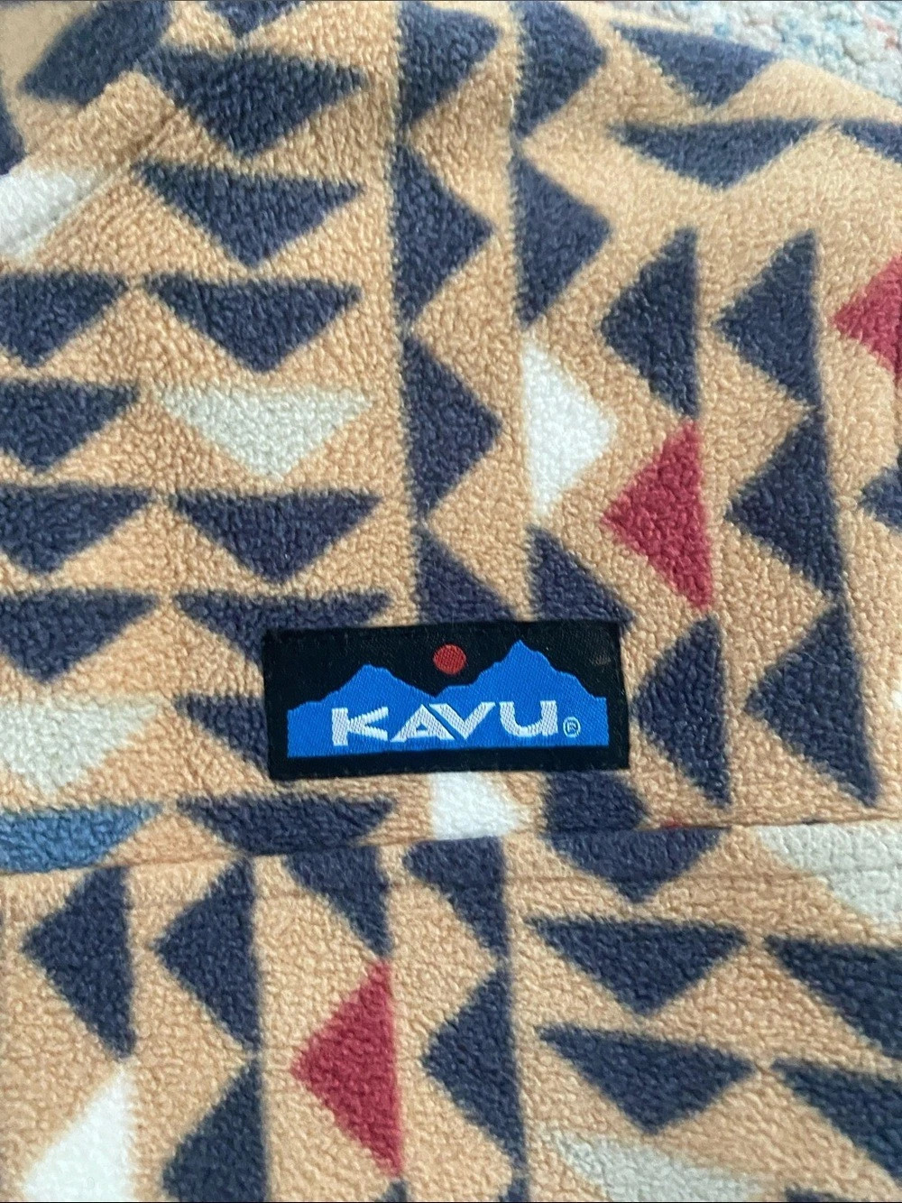 KAVU Cavanaugh Fleece Pullover Tan & Blue Size XS - Picture 3 of 7